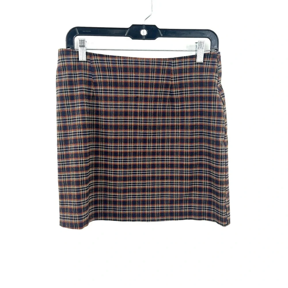 vintage y2k plaid mini‎ skirt B'way Jrs preppy school girl academia brown 13 29